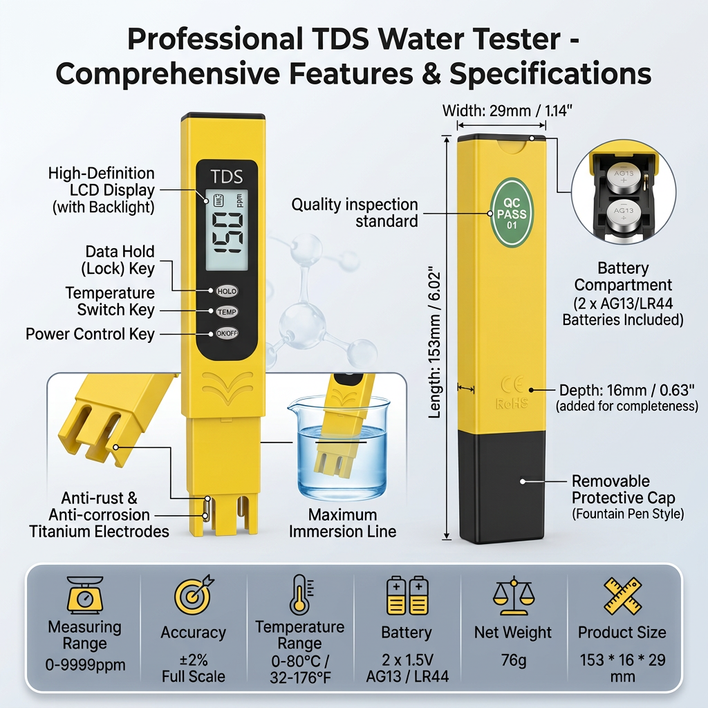 TDS Tester Digital LCD Water Quality Testing Pen