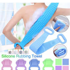 Silicone rubbing towel bath belt in blue purple pink colors