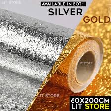 Aluminum foil kitchen sticker available in silver and gold 60x200cm