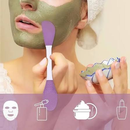2-in-1 silicone face mask brush and cleanser purple double sided