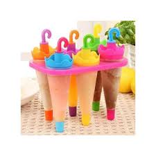 6 cavity umbrella shape popsicle mold set in multiple colors