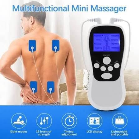 Multifunctional mini massager 8 modes LCD display in use on back