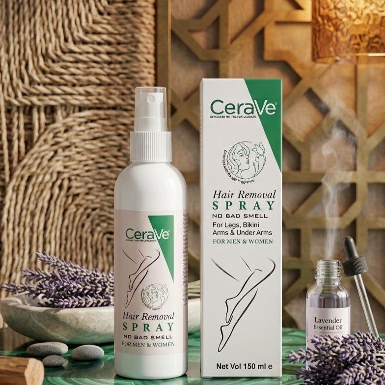 Green CeraVe Hair Removal Spray - Gentle Body Hair Eliminator Smooth Skin Depilatory Formula Easy Spray Skincare Product For Men And Women - 150ML