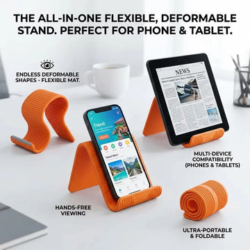 Trending Portable Rollable Bendable Soft Silicone Multi-Angle Stand for Phones, IPads and other devices